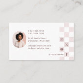 Retro Checkered Pattern Beauty Professional Photo  Visitenkarte (Rückseite)