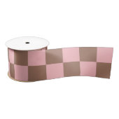 Retro Checkered Pattern Pink und Mocha Brown Satinband (Spule)