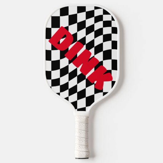 Retro Checkered Pattern schwarz/weiß Pickleball Schläger (Vorderseite)