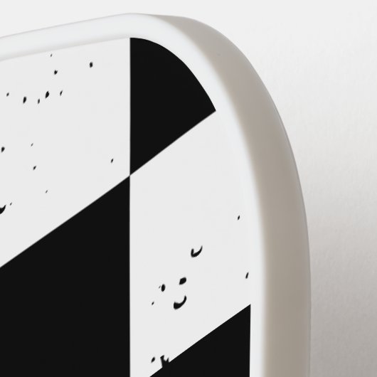 Retro Checkered Pattern schwarz/weiß Pickleball Schläger (Linke Seite)