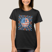 Retro Checkered Pattern Smile Face American Flag M T-Shirt (Vorderseite)