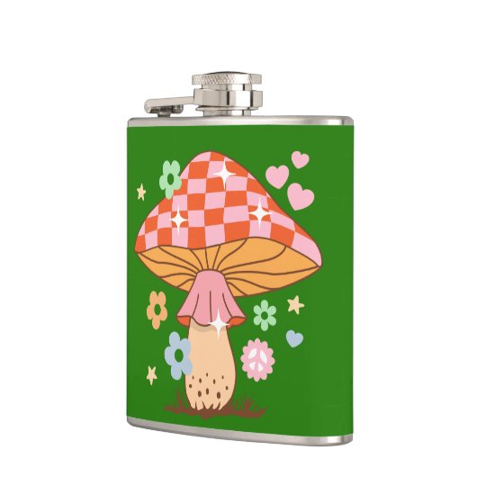 Retro Checkered Pilz Diskothek Ball Hippie Flachmann (Links)