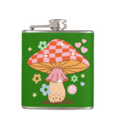 Retro Checkered Pilz Diskothek Ball Hippie Flachmann (Vorderseite)