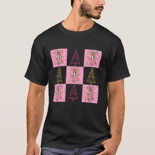 Retro Checkered Pink Weihnachtsbaum Kuchen Coquett T-Shirt