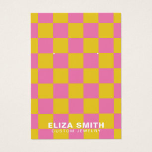 Retro Checkered Pink Yellow Juwelier Display Card