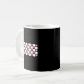 Retro Checkered Red And Nk Hearts Valentines Day Kaffeetasse (Vorderseite Links)