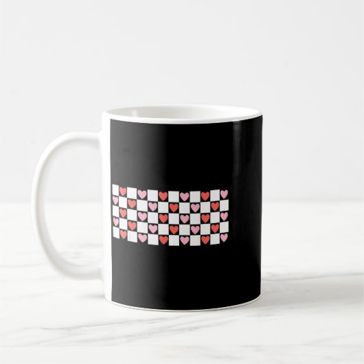 Retro Checkered Red And Nk Hearts Valentines Day Kaffeetasse (Links)
