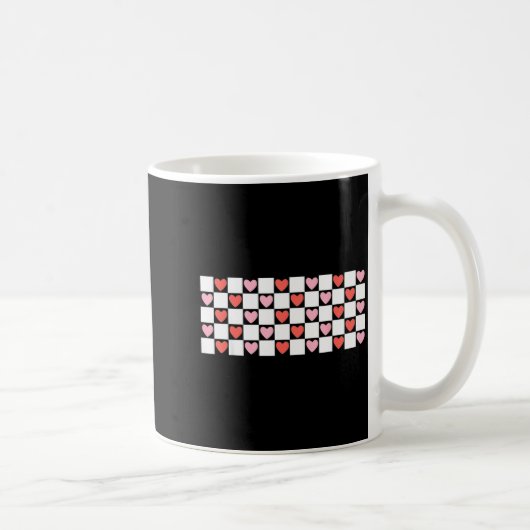 Retro Checkered Red And Nk Hearts Valentines Day Kaffeetasse (Rechts)