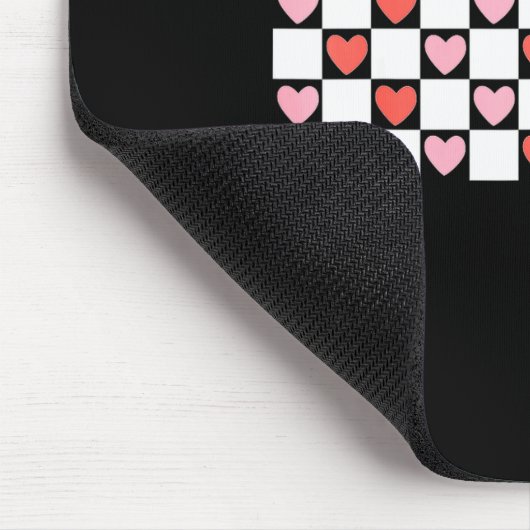 Retro Checkered Red And Nk Hearts Valentines Day  Mousepad (Ecke)