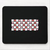 Retro Checkered Red And Nk Hearts Valentines Day  Mousepad (Vorne)