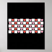 Retro Checkered Red And Nk Hearts Valentines Day Poster (Vorne)