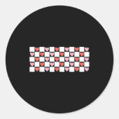 Retro Checkered Red And Nk Hearts Valentines Day Runder Aufkleber (Vorderseite)