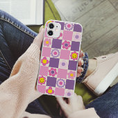Retro Checkered Schachbrett Y2K Blumenmuster Case-Mate iPhone Hülle