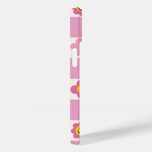 Retro Checkered Schachbrett Y2K Blumenmuster Case-Mate iPhone Hülle (Rückseite / Rechts)