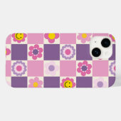 Retro Checkered Schachbrett Y2K Blumenmuster Case-Mate iPhone Hülle (Rückseite (Horizontal))