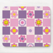 Retro Checkered Schachbrett Y2K Blumenmuster Mousepad (Vorne)