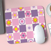Retro Checkered Schachbrett Y2K Blumenmuster Mousepad