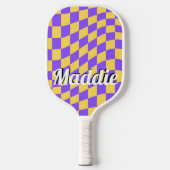 Retro Checkered Script Name Pickleball Paddle (Vorderseite)