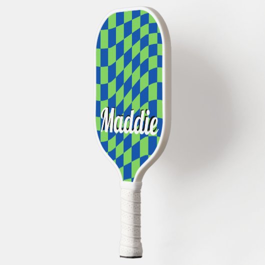Retro Checkered Script Name Pickleball Paddle (Links)