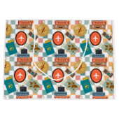 Retro Checkered Vacation Travel Themed Große Geschenktüte (Vorderseite)