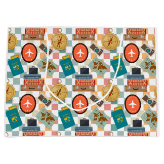 Retro Checkered Vacation Travel Themed Große Geschenktüte