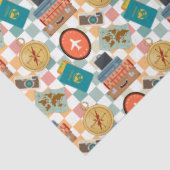 Retro Checkered Vacation Travel Themed Seidenpapier (Ausschnitt)