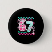 Retro Checkered Valentine Six Seven Meme 67 Viral Button (Vorderseite)