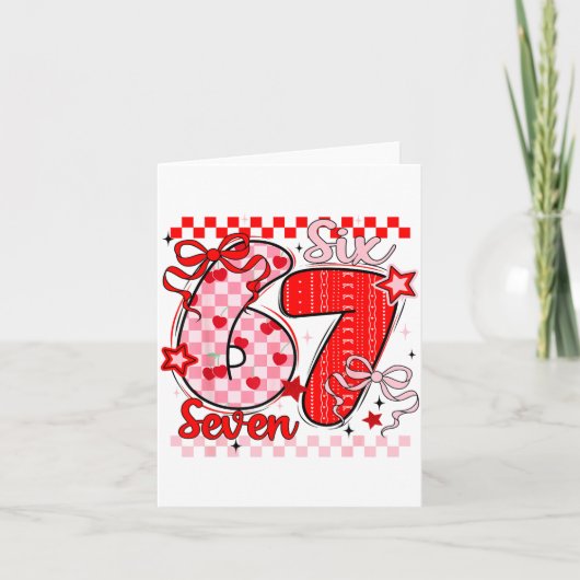 Retro Checkered Valentine Six Seven Meme 67 Viral  Karte (Vorderseite)