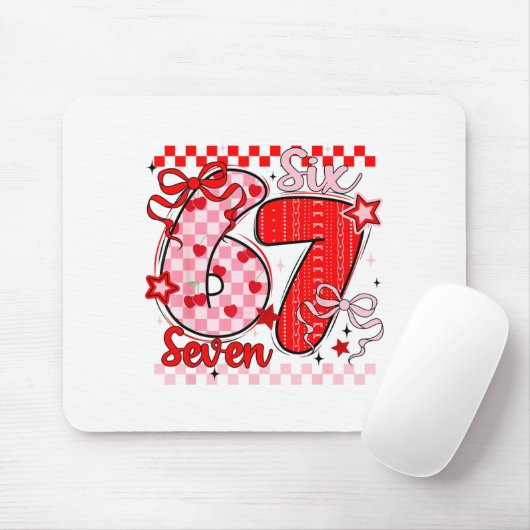 Retro Checkered Valentine Six Seven Meme 67 Viral  Mousepad (Mit Mouse)
