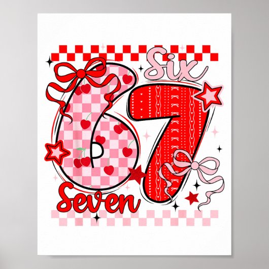 Retro Checkered Valentine Six Seven Meme 67 Viral Poster (Vorne)