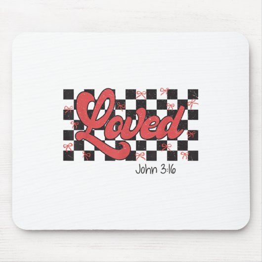 Retro Checkered Varsity Christlich Valentines Love Mousepad (Vorne)