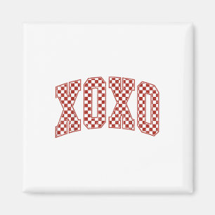 Retro Checkered Xoxo Valentine Vibes Valentines Da Magnet