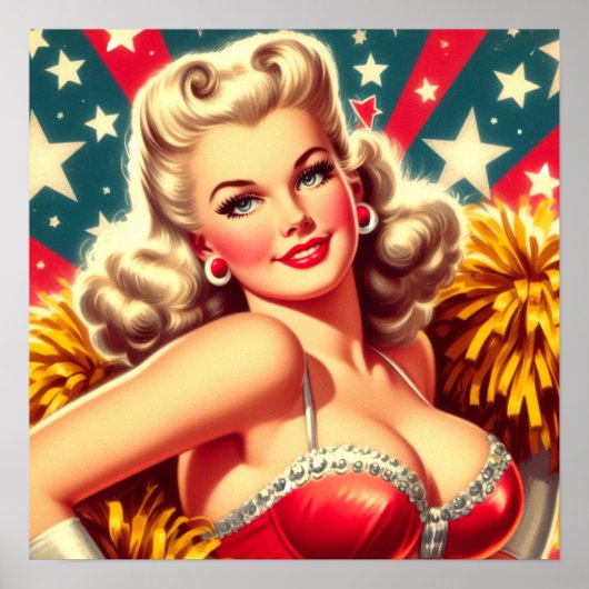 Retro Cheerleader Button Poster (Vorne)
