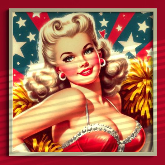 Retro Cheerleader Button Poster