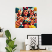 Retro Cheerleader Button-ups Poster (Heimbüro)