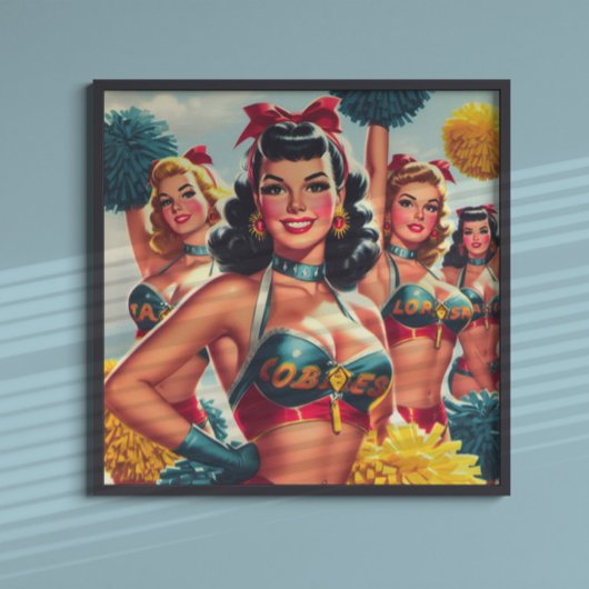 Retro Cheerleader Button-ups Poster