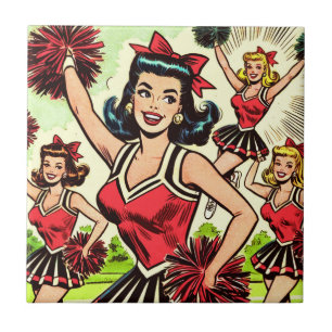 Retro Cheerleader Comic Fliese