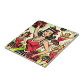 Retro Cheerleader Comic Fliese (Seite)