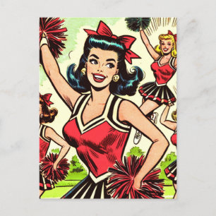 Retro Cheerleader Comic Postkarte