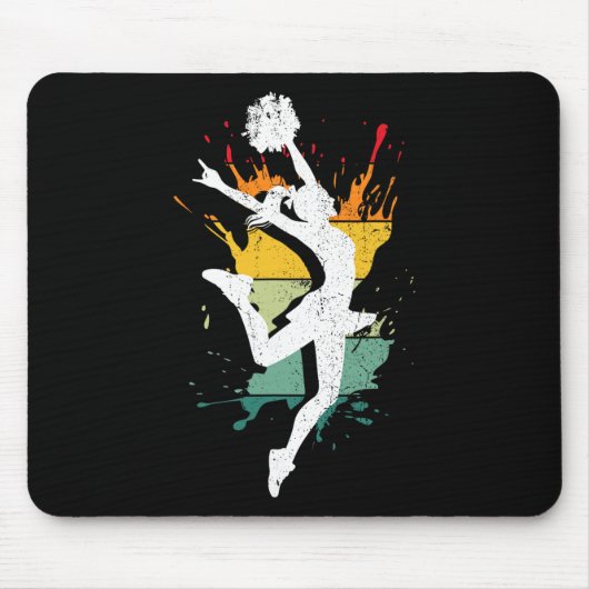 Retro Cheerleading-Geist mit farbenfrohem Spritzer Mousepad (Vorne)