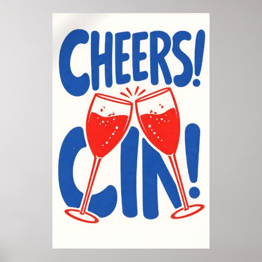Retro Cheers Cin Poster, Cocktail-Typografie Poster (Vorne)