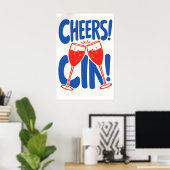 Retro Cheers Cin Poster, Cocktail-Typografie Poster (Heimbüro)