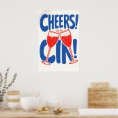 Retro Cheers Cin Poster, Cocktail-Typografie Poster (Küche)