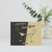 Retro Cheers Happy New Year Postkarte (Stehend Vorderseite)