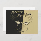 Retro Cheers Happy New Year Postkarte (Vorne/Hinten)