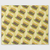 Retro Cheese Burger Graphic Food Muster Geschenkpapier (Flach)