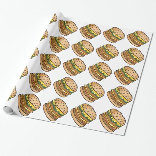 Retro-Cheeseburger Geschenkpapier (Ungerollt)