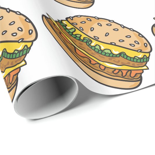 Retro-Cheeseburger Geschenkpapier (Rolleneckpunkt)