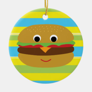 Retro Cheeseburger Keramikornament