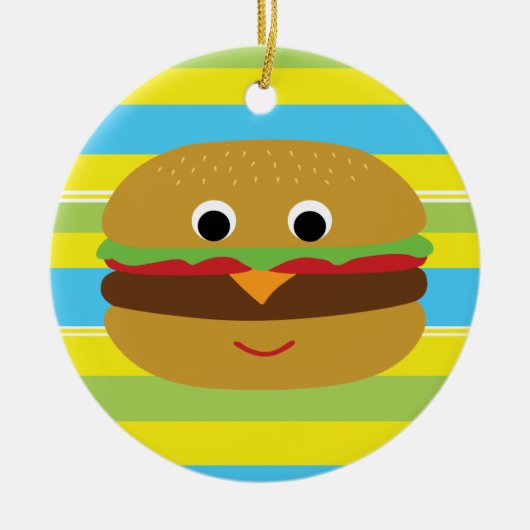 Retro Cheeseburger Keramikornament (Vorne)